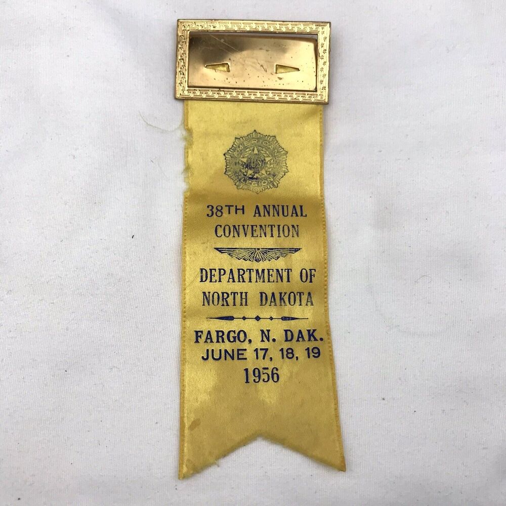 American Legion Ribbon Name Tag Badge Fargo North Dakota 1956 Vintage 50s